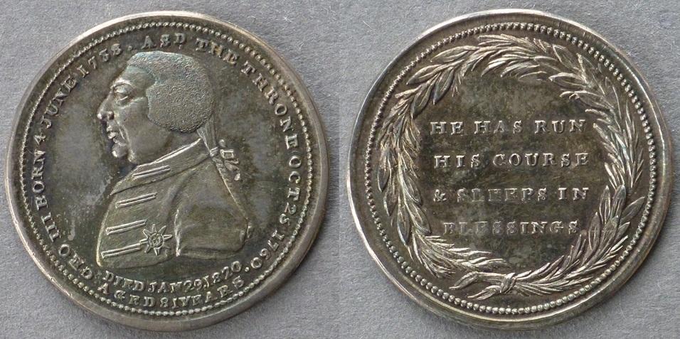 Medal commemorating the Death of King George III, 1820 Medal commemorating the Death of King George III, 1820