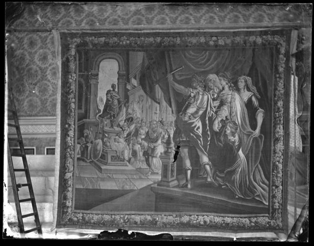 Glass plate negative of a tapestry