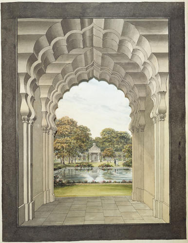 Master: Designs for the Pavilion at Brighton: views of the grounds
Item: Designs for the Pavilion at Brighton: View from the stables
