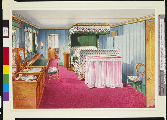 The Interior of the Royal Yacht, Victoria and Albert II: The Queen's bedroom