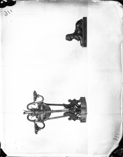Glass plate negative of a candelabra and a bronze sphinx Glass plate negative of a candelabra and a bronze sphinx
