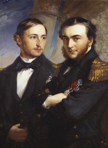 Ernest, Prince of Leiningen (1830-1904), with Prince Victor of Hohenlohe-Langenburg, Count Gleichen (1833-91)
