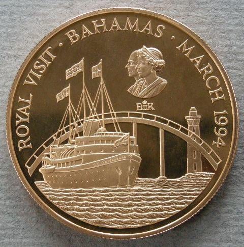 Bahamas. Proof 250 dollars, commemorating the Royal visit to the Bahamas, March 1994 Bahamas. Proof 250 dollars, commemorating the Royal visit to the Bahamas, March 1994