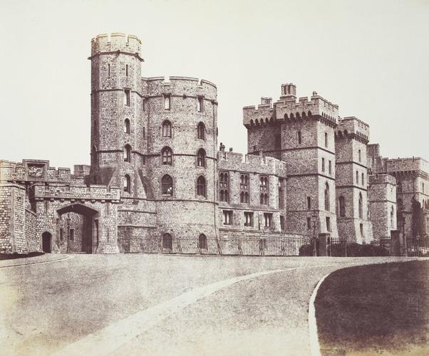 View of the South Front, Windsor Castle, King Edward III Tower, Lancaster and York Towers, St. George's Gate. [Windsor Castle]