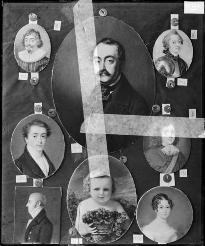 Glass plate negative of miniatures from Cust's 1910 Inventory Glass plate negative of miniatures from Cust's 1910 Inventory