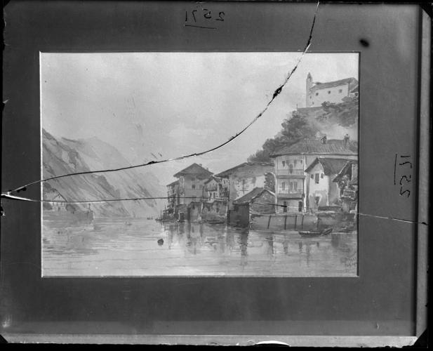 Glass plate negative of a watercolour Glass plate negative of a watercolour