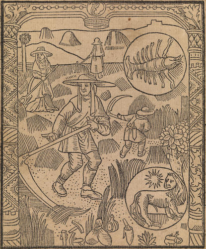 Master: Twelve woodcuts of the labours of the months from 'The kalender of shepherdes'
Item: July Master: Twelve woodcuts of the labours of the months from 'The kalender of shepherdes'
Item: July