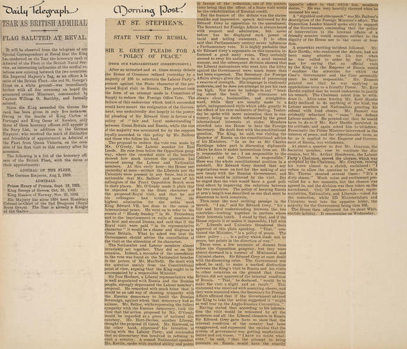 Newspaper extracts about the State Visit to Reval, June 5-14 1908 Newspaper extracts about the State Visit to Reval, June 5-14 1908