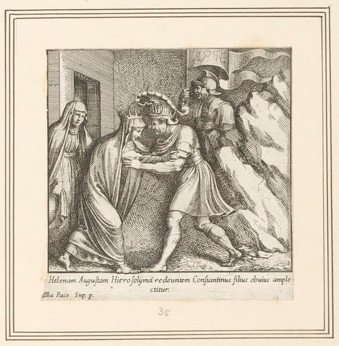 Master: A set of prints reproducing narrative scenes from the Sala di Costantino
Item: St Helen embracing Constantine