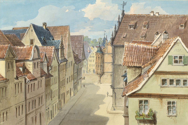 Coburg: view down the Herrengasse from the south wing of the Ehrenburg Palace