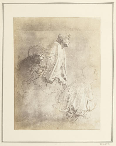 A study of three male draped figures A study of three male draped figures