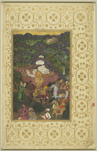 Master: Padshahnamah پادشاهنامه (The Book of Emperors)
Item: The allegorical appearance of Khizir during Shah-Jahan’s journey to Ajmer (November 1654) Master: Padshahnamah پادشاهنامه (The Book of Emperors)
Item: The allegorical appearance of Khizir during Shah-Jahan’s journey to Ajmer (November 1654)