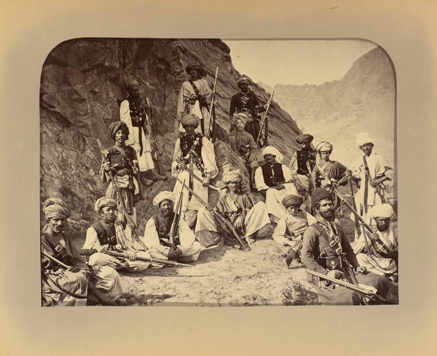 The Khan of Lalpura with his followers and Colonel Sir Robert Warburton The Khan of Lalpura with his followers and Colonel Sir Robert Warburton
