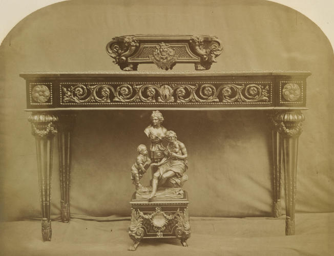 Table, plinth and sculpture Table, plinth and sculpture