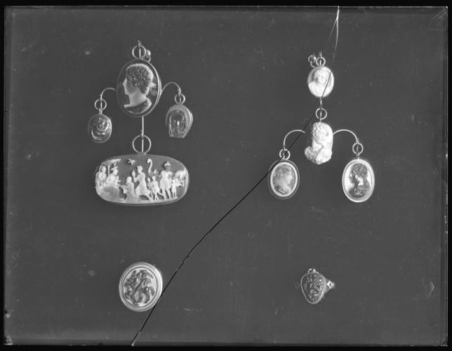 Glass plate negative of cameos Glass plate negative of cameos