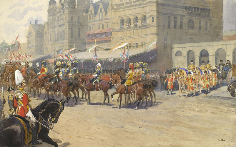 The Queen leaving the Imperial Institute, after the opening ceremony, 10 May 1893 The Queen leaving the Imperial Institute, after the opening ceremony, 10 May 1893