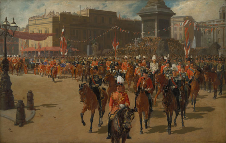 Queen Victoria's Golden Jubilee, 21 June 1887; The Royal Procession Passing Trafalgar Square