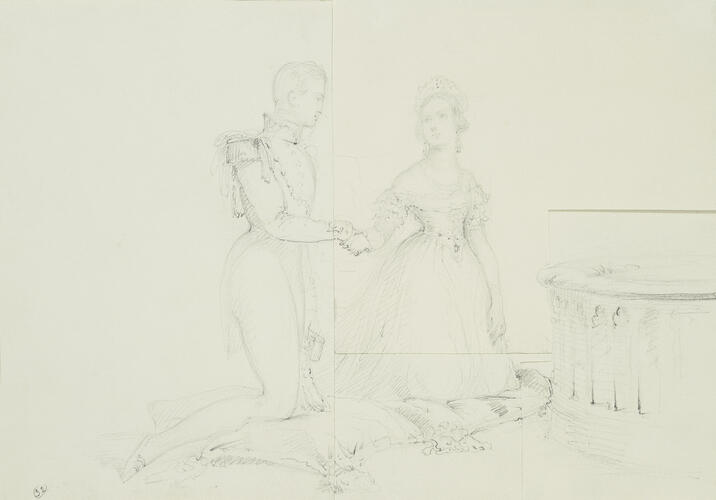 Queen Victoria and Prince Albert kneeling before the altar rails