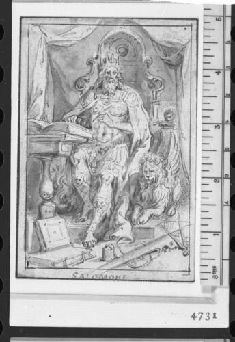 Solomon seated on his throne