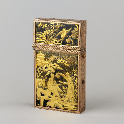 Ètui containing a pair of miniatures and other implements