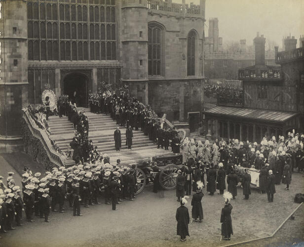 Queen Victoria's funeral cortege outside St George's Chapel, Windsor Castle, 2 February 1901