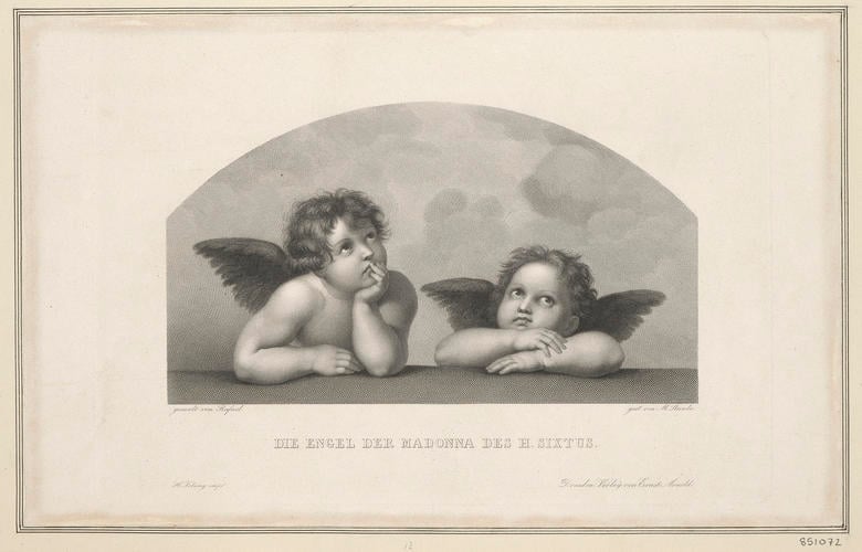 Two winged cherubs [detail from 'The Sistine Madonna']