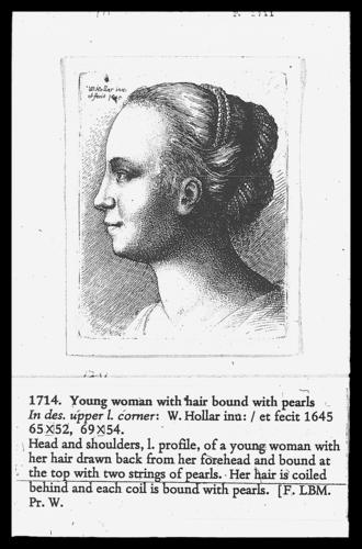 Young woman with hair bound with pearls Young woman with hair bound with pearls