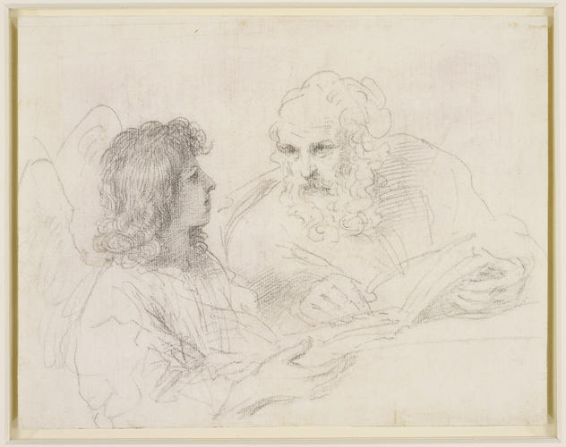 Recto: Saint Matthew writing his Gospel in the company of the angel. Verso: Studies of figures