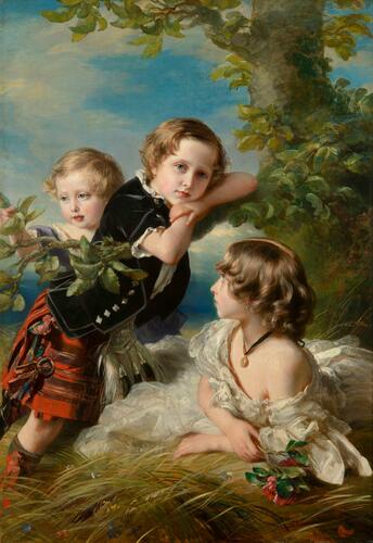 Princess Louise (1848-1939) with Prince Arthur (1850-1942) and Prince Leopold (1853-1884) when children