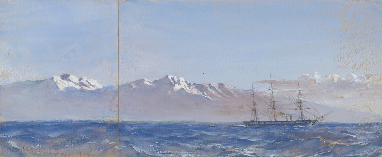 HMS Ariadne passing Crete, 1 February