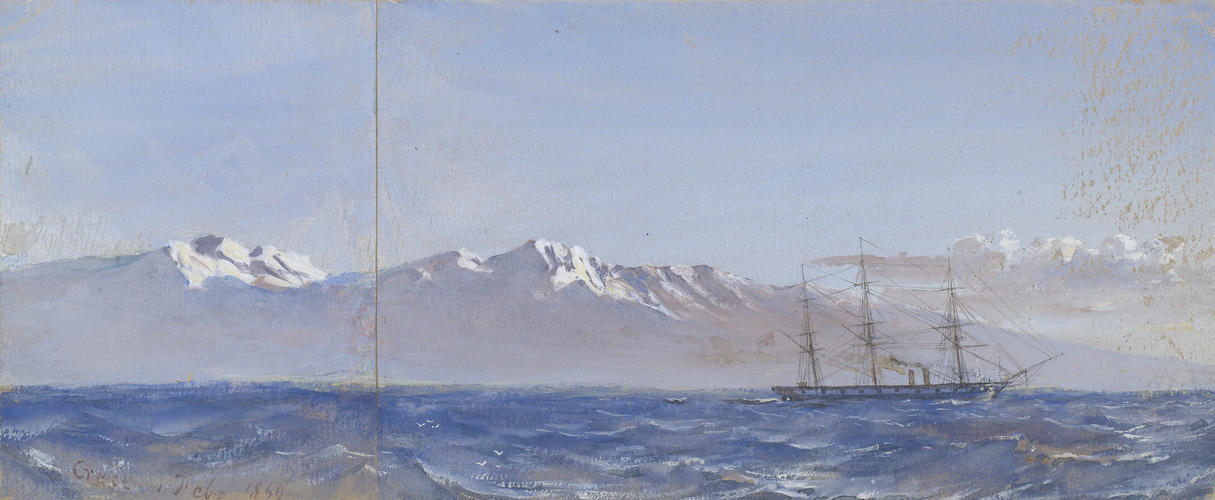 HMS Ariadne passing Crete, 1 February