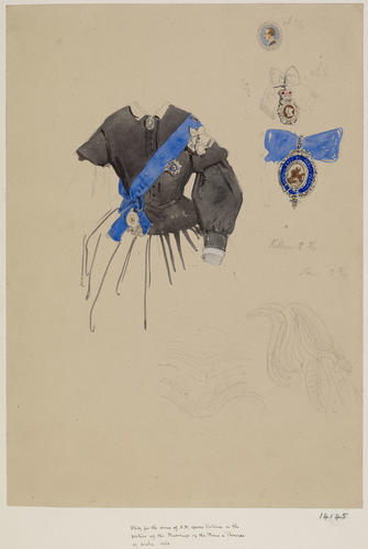 Studies for 'The Marriage of the Prince of Wales, 10 March 1863': studies for the Queen's dress