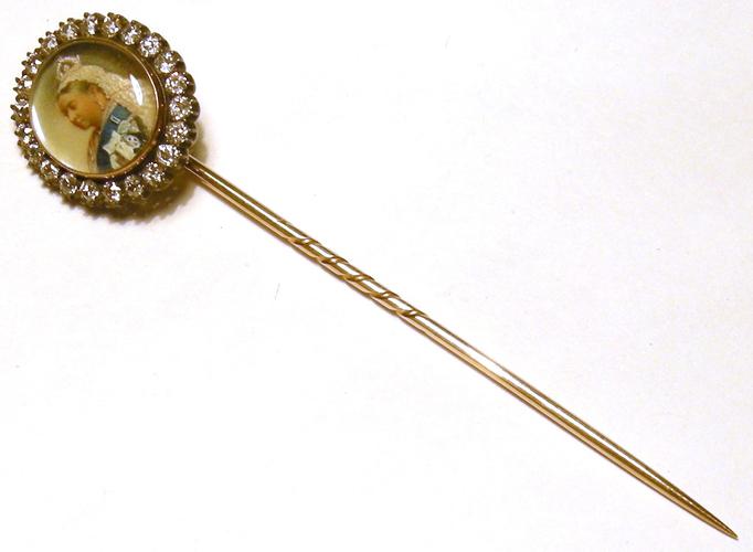 Tie pin with a miniature of Queen Victoria (1819-1901)