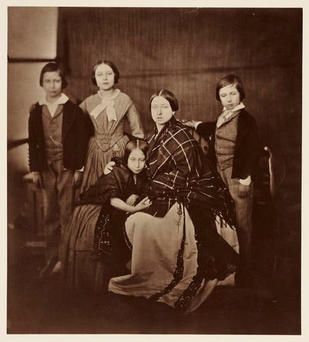 The Prince of Wales, the Princess Royal, Princess Alice, The Queen, and Prince Alfred, 1854 [from Portraits of Royal Children: Vol. 1 1848-1854]