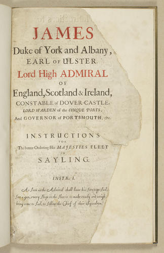 James, Duke of York and Albany . . . : instructions for the better ordering of His Majesties fleet in sayling . . 