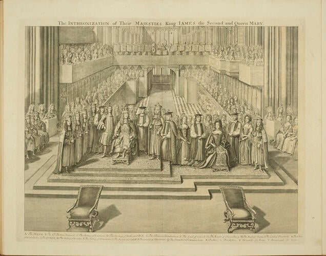 The History of the Coronation of the most high, most mighty, and most excellent monarch, James II . . . and of his Royal Consort Queen Mary, solemnized in the Collegiate Church of St Peter . . . on 23rd April, . . . 1685 / by Francis Sandford The History of the Coronation of the most high, most mighty, and most excellent monarch, James II . . . and of his Royal Consort Queen Mary, solemnized in the Collegiate Church of St Peter . . . on 23rd April, . . . 1685 / by Francis Sandford