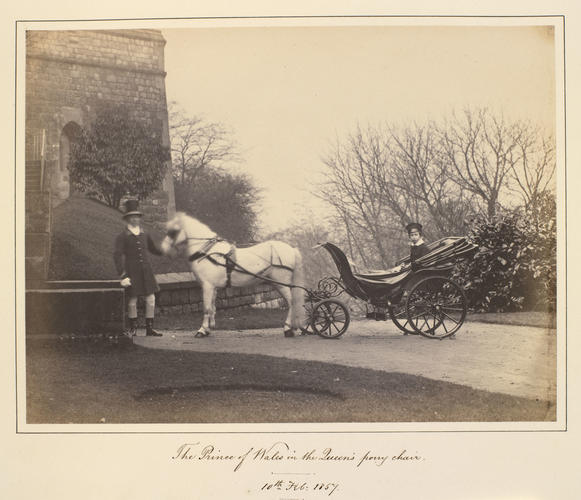 Albert Edward, Prince of Wales, later King Edward VII (1841-1910), in the Queen's pony chair