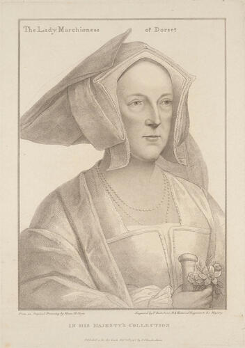 Frances Grey, Duchess of Suffolk; daughter of Charles Brandon, D/Suffolk and Mary Tudor (Henry VIII's sister). Married a) Henry Grey, D/Suffolk & M/Dorset, b) Adrian Stokes, her Master of Horse; mother of Lady Jane Grey