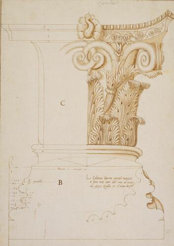 Temple of Castor and Pollux, Rome: capital and base of column