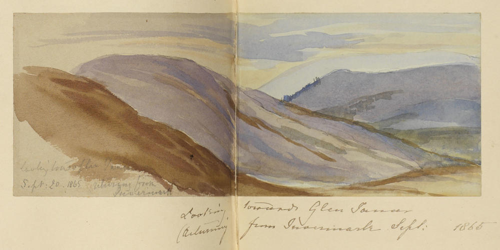 Master: SKETCHES FROM NATURE V. R. 1865 TO 1867
Item: Looking towards Glen Tanar returning from Invermark