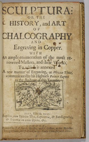 Sculptura, or, The history and art of chalcography and engraving in copper : with an ample enumeration of the most renowned masters, and their works ; to which is annexed, A new manner of engraving, or mezzo tinto, communicated by His Highness Prince Rupert to the author of this treatise Sculptura, or, The history and art of chalcography and engraving in copper : with an ample enumeration of the most renowned masters, and their works ; to which is annexed, A new manner of engraving, or mezzo tinto, communicated by His Highness Prince Rupert to the author of this treatise