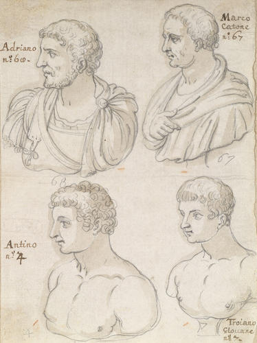 Four antique male busts Four antique male busts