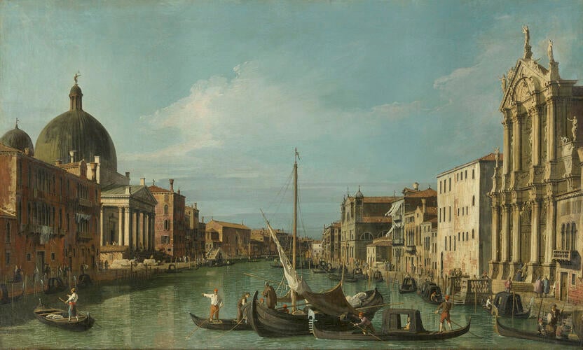 The Grand Canal looking West with the Scalzi and San Simeone Piccolo The Grand Canal looking West with the Scalzi and San Simeone Piccolo