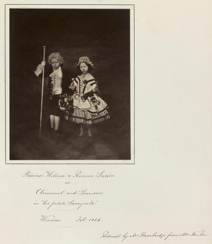 Princess Helena and Princess Louise as Clermont and Louison in 'Les deux petits Savoyards' Princess Helena and Princess Louise as Clermont and Louison in 'Les deux petits Savoyards'
