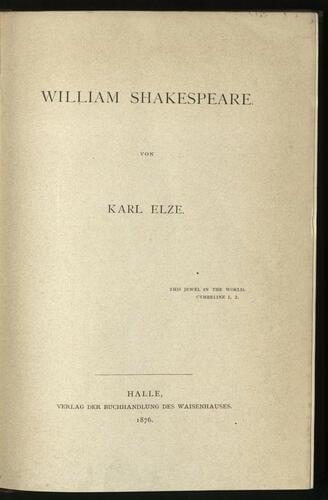 William Shakespeare / von Karl Elze