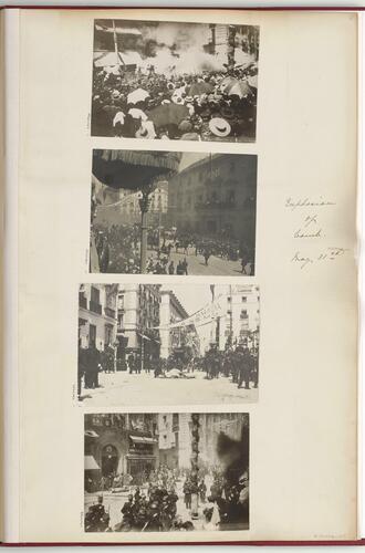 Photograph taken during the wedding procession of King Alfonso XIII and Queen Victoria Eugenia of Spain, Madrid, 31 May 1906