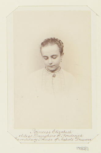 Princess Elisabeth (1857-1933), eldest daughter of Frederick, Hereditary Prince of Anhalt-Dessau Princess Elisabeth (1857-1933), eldest daughter of Frederick, Hereditary Prince of Anhalt-Dessau
