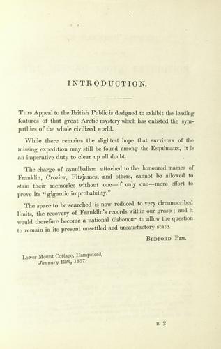 An Earnest appeal to the British public on behalf of the missing Arctic expedition / by Lieutenant Bedford Pim