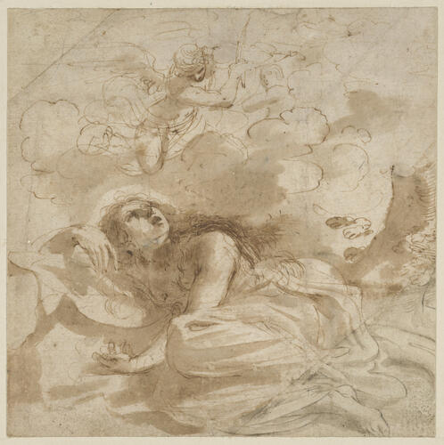The Vision of the Magdalen with three angels, one playing a violin