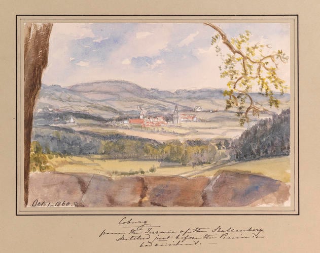Master: Queen Victoria's Sketchbook 1855-1860
Item: Coburg from the Terrace of the Kallenberg sketched just before the Prince's bad accident
